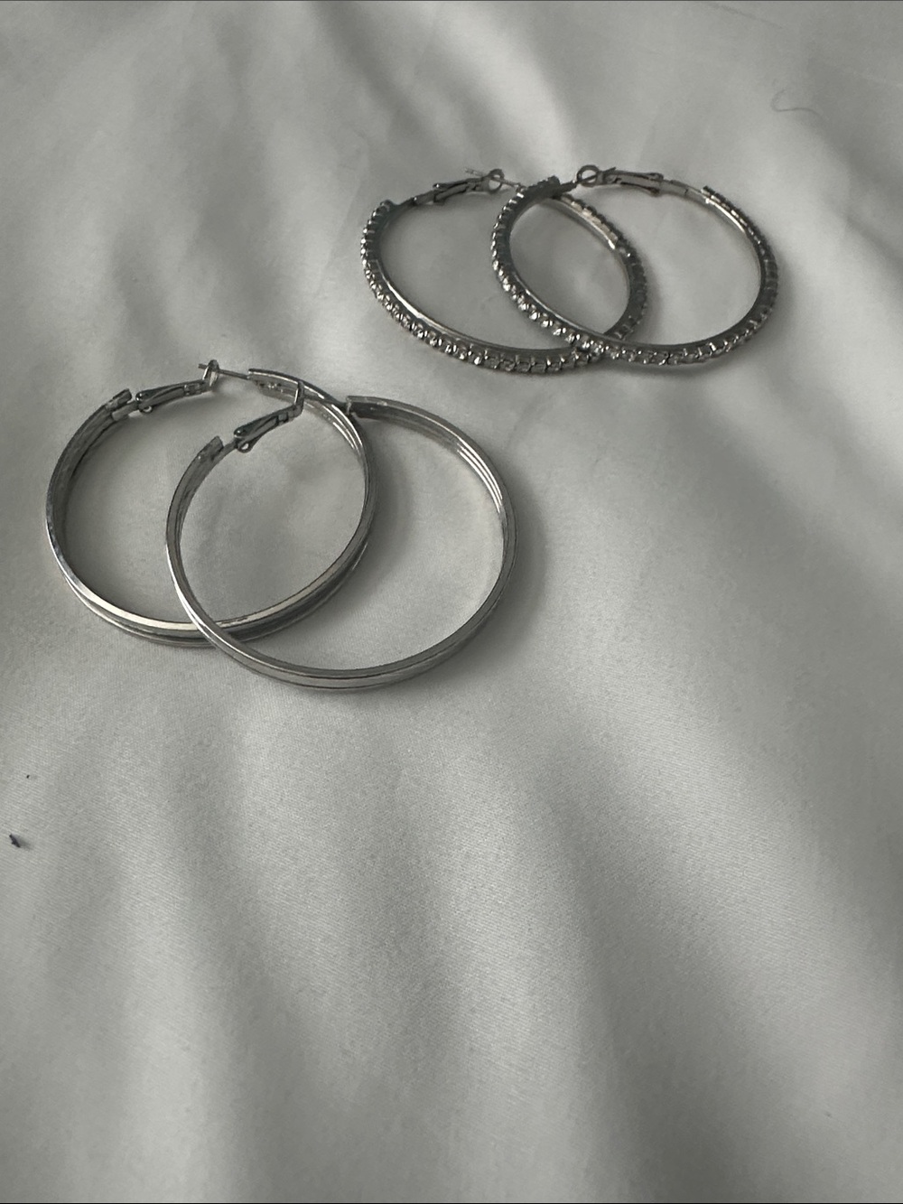 Silver Hoop Earrings Set - Sparkle & Classic Styles